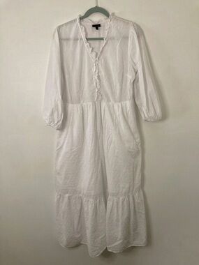 Boho Swiss Dot Ruffle Collar Tiered Midi Dress - Who What Wear - 100% Cotton